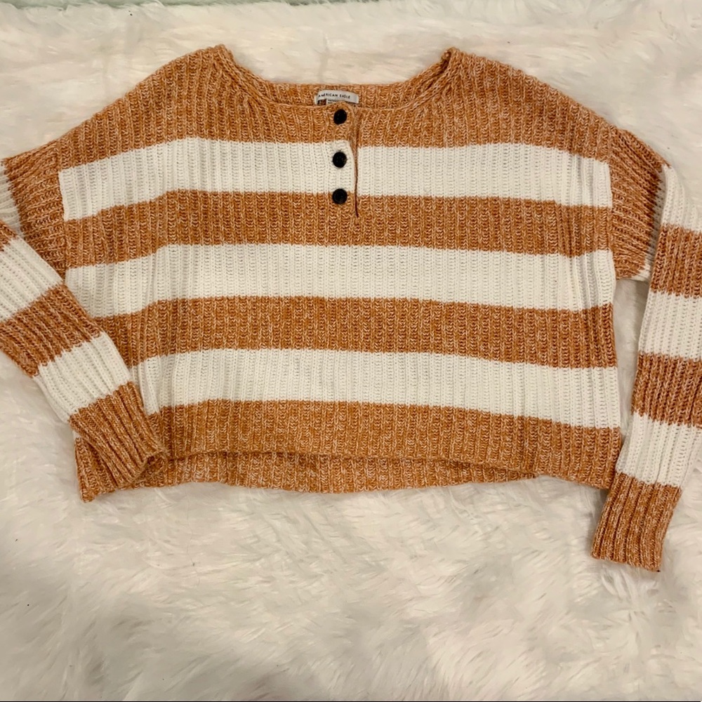 American Eagle Striped Cropped Sweater